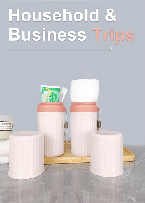 LIKAJON Toothbrush Travel Case, Pink Travel Toothbrush Cup Holder for Toothbrush and Toothpaste, Portable Travel