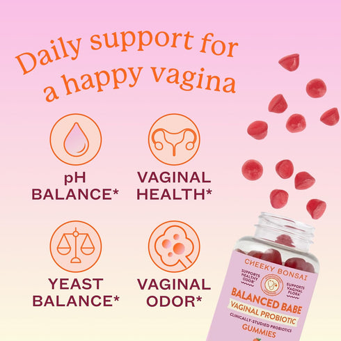 Gummies 5 60 Count Cheeky Bonsai, Vaginal Probiotic for Women - Balanced pH, Healthy Odor, and Flora Support - Billion