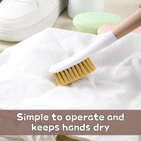 Jxiwfvl Wood Laundry Stain Brush with Soft Bristle, Stain Remover Brushes with Long Handle for Cleaning Shoes Clothes