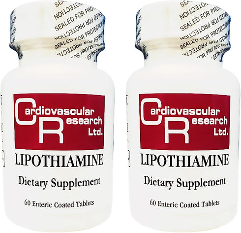 Cardiovascular Research Lipothiamine B Supplement - Vitamin B1 with Alpha Lipoic Acid - 120 Tablets (2 X 60 Count)