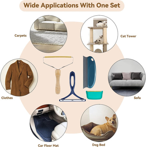 Pet Hair Remover - 4 Pack Dog Cat Hair Remover for Couch, Reusable Lint Remover Shaver for Carpet, Upholstery