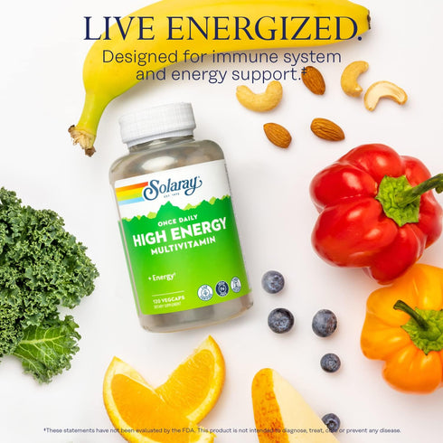 SOLARAY High Energy Multivitamin, No Iron, 1/Day, Timed-Release Formula, 120 VegCaps