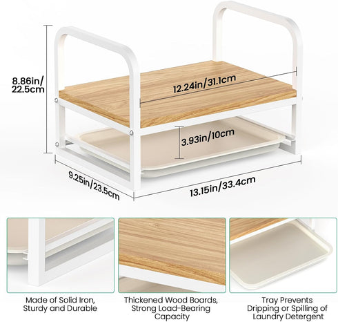 Laundry Detergent Holder, Liquid Detergent Organizer with Drip Tray for Laundry Room Organization (White)