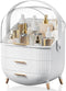 Makeup Storage Organizer with Lid, Waterproof Cosmetics Skincare Organizer for Vanity, Portable Makeup Box (White)