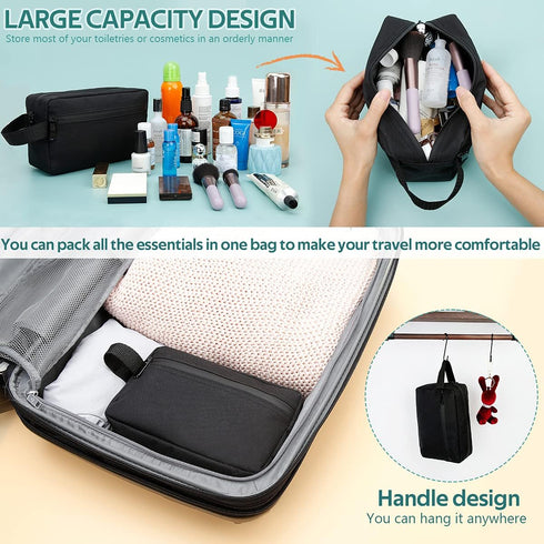 Travel Toiletry Bag for Women and Men, Water-resistant Shaving Bag with Divider and Handle for Toiletries