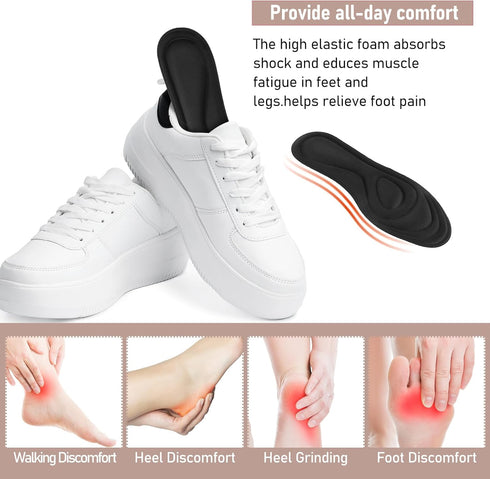 2 Pairs Memory Foam Insoles, Full-Foot Responsive Cushioning, Plantar Fasciitis Insoles for Women and Men