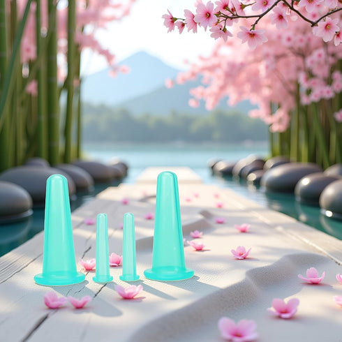 Tnyvm 4Pcs Set Green Massage Cupping Silicone Mini Facial Cups Face Massager Helper Skin Care Neck Back Eyes Massaging