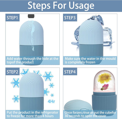 XHJRI Ice Face Roller Massager, Blue Ice Cube Roller for Face, Eyes, and Neck for Skin Care and De-Puffing