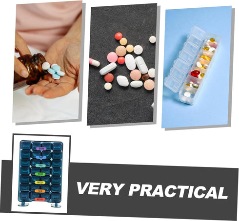 Portable Weekly Medicine Organizer Reusable Pill Case with Compartments Tight Seal Travel-Friendly Compact Storage Box