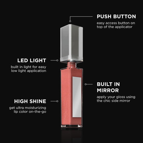 Pure Cosmetics Pure Illumination Lip Gloss, LED-lit Applicator, Non-Sticky, Moisturizing, Wine Berry