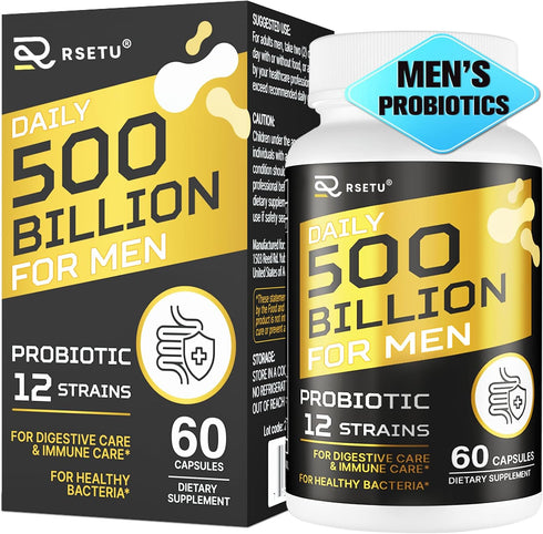 Probiotics for Men, 500 Billion CFU 12 Strains with Turmeric, Cranberry & Goji for Men’s Digestive Health, Bloating,