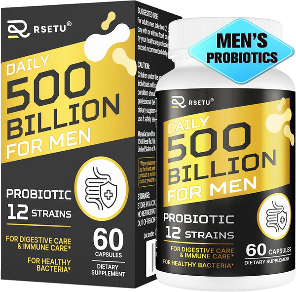 Probiotics for Men, 500 Billion CFU 12 Strains with Turmeric, Cranberry & Goji for Men’s Digestive Health, Bloating,