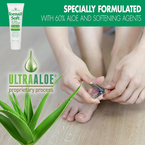 Toenail Soft Temporary Nail Softening Cream for Thick, Hard Toenails with Aloe, 1 Oz (2-Pack)