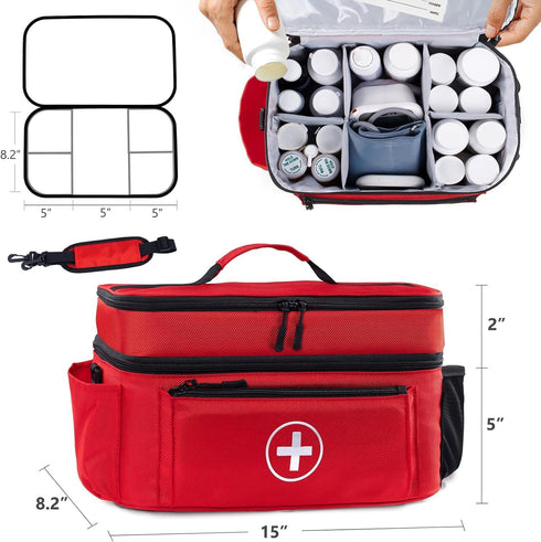 TGCUR Medicine Organizer and Storage Bag Empty, Family First Aid Box, Pill Bottle Organizer Bag for Emergency