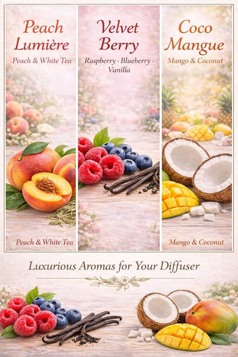 LuvAir 100% (330ml) Natural Essential Oils for Waterless Diffusers Floral, Fruity, or Woody Collection Long-Lasting