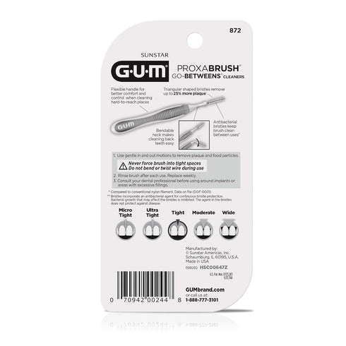 GUM Proxabrush Go-Betweens - Tight Interdental Brushes for Plaque Removal & Gum Health, 10ct