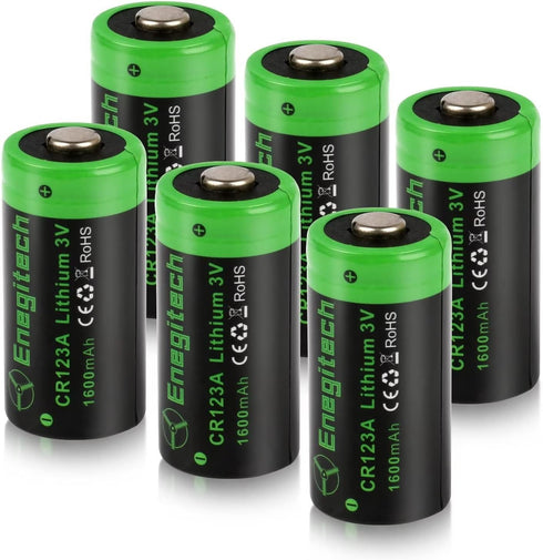 CR123A 3V Lithium Battery (6 Pack), Long-Lasting Non-Rechargeable for Home Security Sensor, Motion Sensor, Flashlights