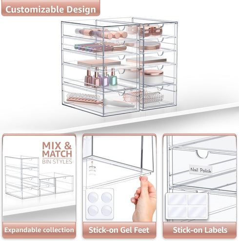 Sorbus Makeup Organizer with 10 Drawers, Acrylic Drawer Organizer for Makeup, Office, Art Supplies, Jewelry
