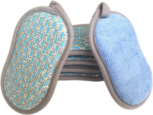 Pack of 6 Blue Multi-Purpose Scrub Sponges, Non-Scratch Double-Side Microfiber Sponge for Effortless Kitchen Cleaning