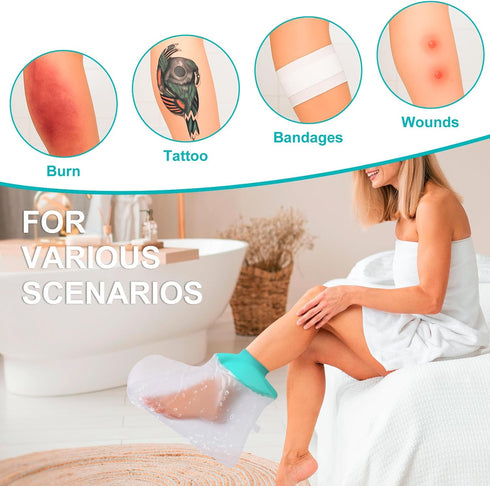 quiheat Waterproof Leg Cast Cover for Showering, Reusable Shower Sleeve for Foot After Surgery, Watertight Non-Slip