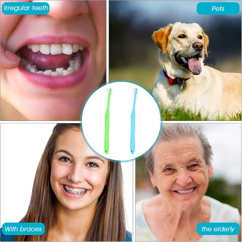 WLLHYF 2 Pieces Tuft Toothbrush Small Head End Tapered Interdental Interspace Nursing Soft Tiny Toothbrush Orthodontic