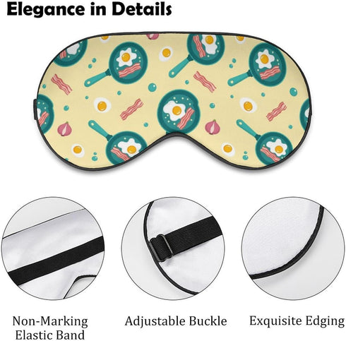 Sleep Mask,Fried Eggs Bacon Onions Eye Masks with Adjustable Strap for Sleeping,Block Light Eye Sleep Shade Cover