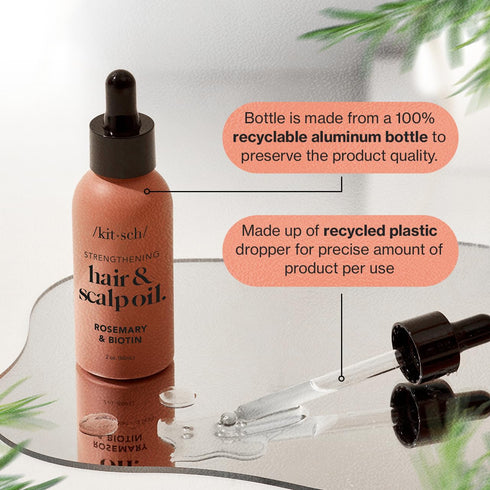 Kitsch Rosemary Oil for Hair Growth & Healthy Scalp, 60 mL Pre Wash Scalp & Hair Oil with Biotin