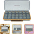 Portable Weekly Medicine Organizer Box with Compartments Transparent Blue Detachable Pill Dispenser for Travel Compact