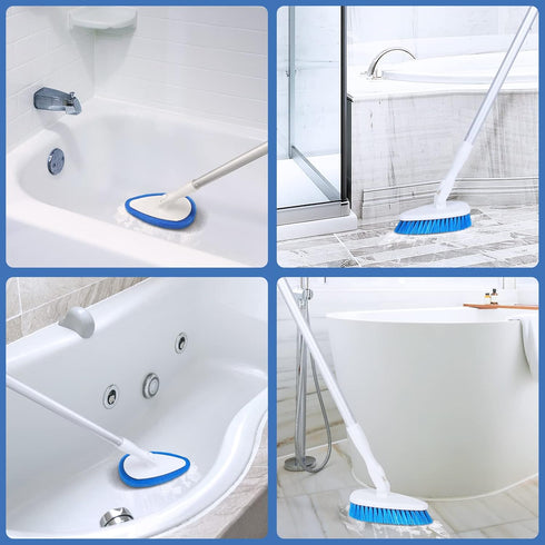 Qaestfy Shower Bathtub Tub and Tile Scrubber Brush with 51'' Adjustable Long Handle for Cleaning