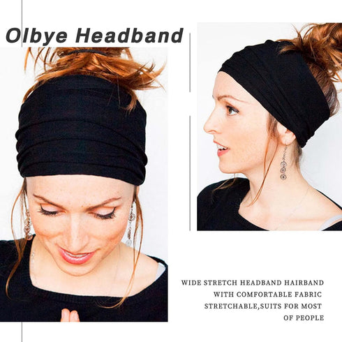 Olbye 6 Pack Wide Headbands for Women - Knotted Turban Elastic Non Slip Hairbands Yoga Workout