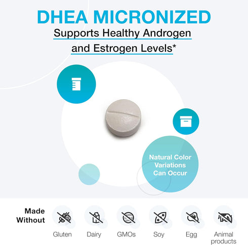 XYMOGEN DHEA 25 mg - Micronized DHEA to Support Healthy Androgen and Estrogen Levels + Adrenal Support - Dehydroepiandrosterone DHEA Supplement for Women + Men (60 Tablets)