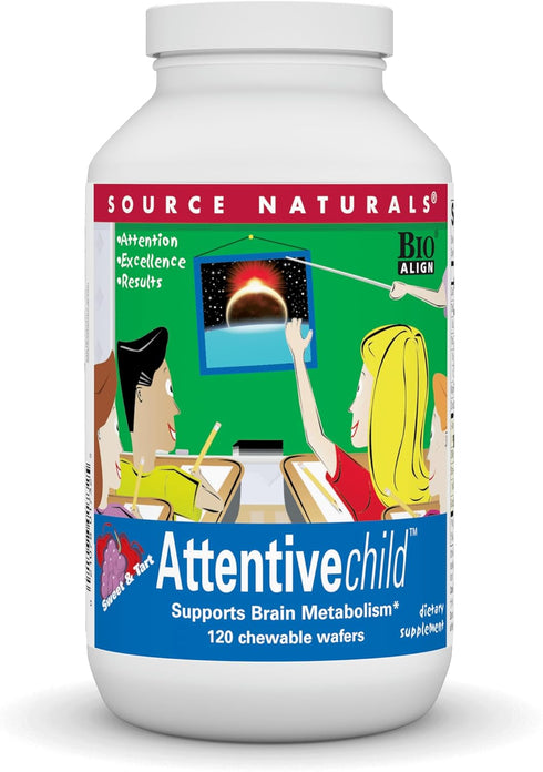 Source Naturals Attentive Child Chewable Wafers - Brain Metabolism Support, 120 Fruit Wafers