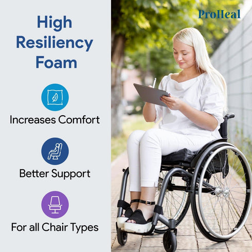 Tailbone 2" 16" 16" 2" Wheelchair Seat Cushion Gel Infused Foam - Orthopedic, Coccyx, Support - High Resilience
