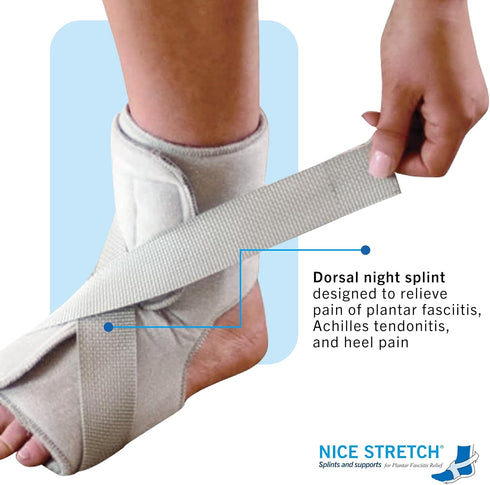 Brownmed Nice Stretch X Lite - Adjustable Dorsal Foot & Ankle Night Splint for Plantar Fasciitis & Tendonitis