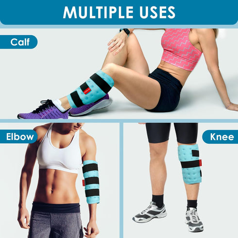 Comfytemp Calf Shin Splint Ice Packs, Reusable Gel 2 Pack, Hot Cold Therapy Compression Sleeve for Swelling, Elbow, Knee