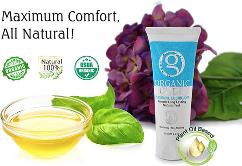 Organic Glide Natural Personal Lubricant, Probiotic Edible Lube. Parabens, Glycerin, Flavorings Free - for Men Women