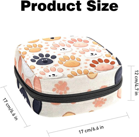 RODAILYCAY Cat Dog Animals Paw Menstrual Pad Purse for School, Tampons Collect Pouch for Women Girls, Soft Sanitary