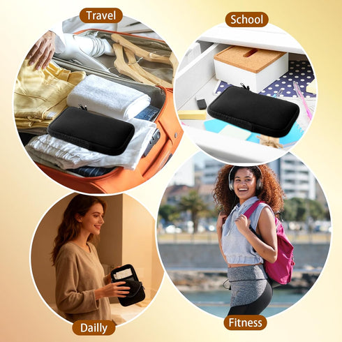 LUSTRIB Black Tampon Holder for Purse with Strap, Waterproof Period Pouch with Zipper, Portable Tampon Bag for Women