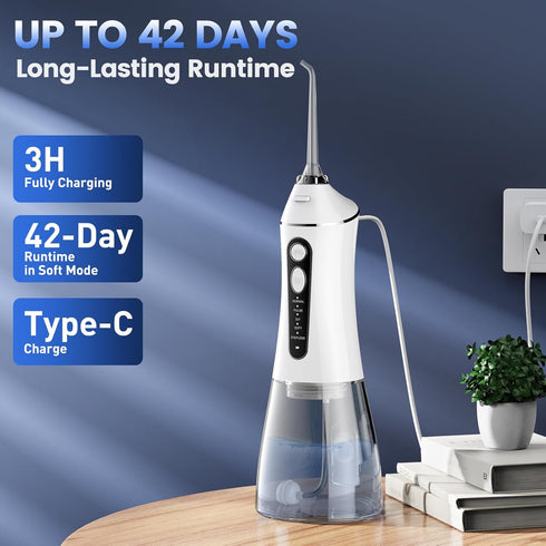 Reure 5 320ml IPX7 Water Flosser for Teeth Cleaning and Flossing, Modes Rechargeable Cordless Oral Irrigator Water Tank