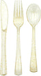 180PCS Gold Plastic Silverware Set, Disposable Glitter Gold Cutlery, 60 Gold Forks, 60 Gold Spoons, 60 Gold Knives,