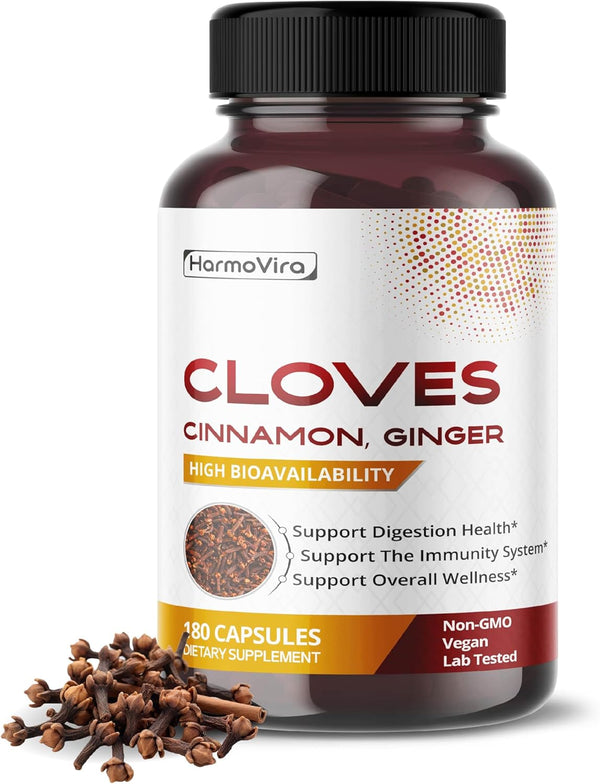 HarmoVira Liposomal Cloves Supplement with Cinnamon, Ginger, Turmeric, Oregano & Black Pepper Support