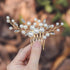 Latious Wedding Bride Pearl Hair Side Comb, Gold Rhinestone Bridal Hair Clips, Hair Accessories for Women