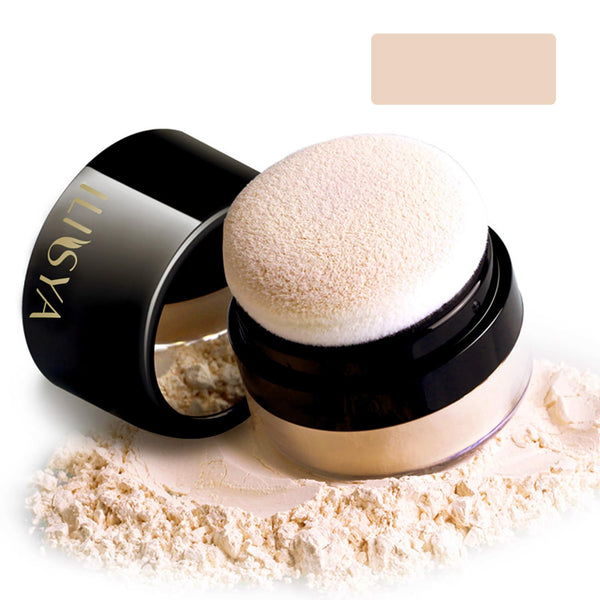 Lightweight Setting Powder - Loose Finishing Powder with Soft Mushroom Puff & Mirror, Waterproof Matte Finish, 0.28 Oz