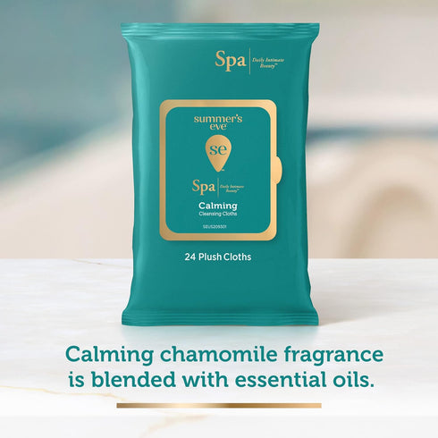 Summer's 100% 24 Count Eve Spa Calming Chamomile Feminine Wipes, Plant Based*, pH balanced Plush Cloths
