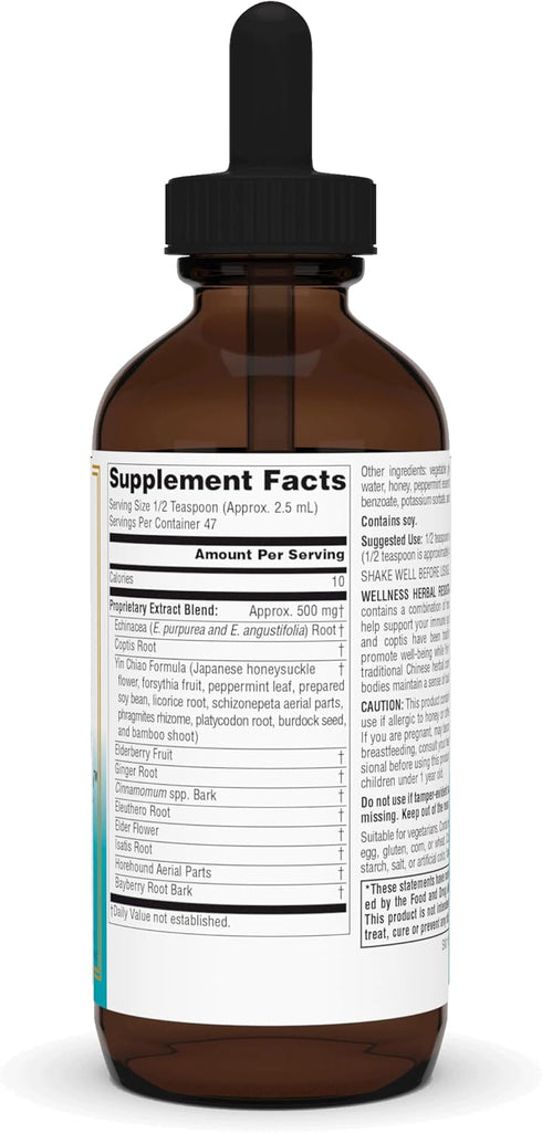 Source Naturals Wellness Herbal Resistance Liquid, Echinacea, Coptis, Yin Chiao, Immune Support, 4 Fl Oz