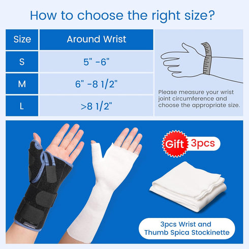 Velpeau Carpal Tunnel Wrist Brace with Thumb Stabilizer Night Support, Completely Stabilizes Wrist Thumb Joint, Pain