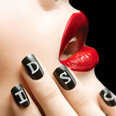 Maitys 104 Pieces Letter Nail Studs 3D Capital Charms and Rhinestone Nail Decals for Women DIY Art