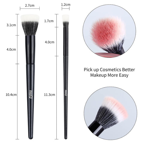 MSQ Stipple Blush Brushes, 2PCS Duo Fiber Stippling Brush, Great for Blending, Highlight, Blush, and Foundation