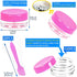 MotBach 100 Pcs 3g Empty Plastic Containers with Lids, Tiny Makeup Sample Containers, Pink Round Jars