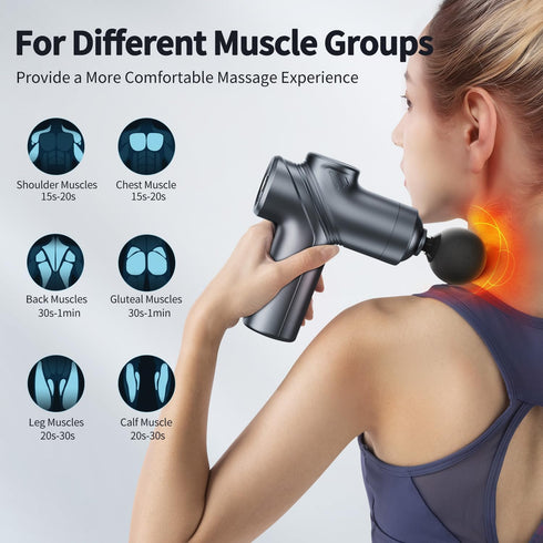 Massage Gun Deep Tissue, Portable with Silent Brushless Motor and 4 Interchangeable Heads for Muscle Relief and